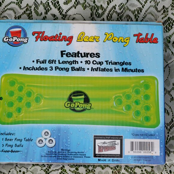 Go Pong Beer Pong Pool Pong Floating Table 6ft Long - Picture 2 of 4